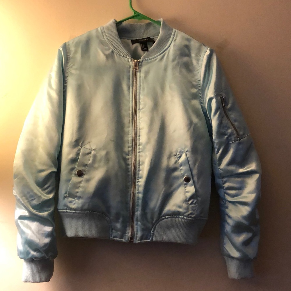 Blue Bomber jacket, size small, Forever 21 brand
